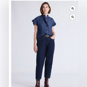 Free Assembly Barrel Women's Relaxed Fit Dark Blue Jeans